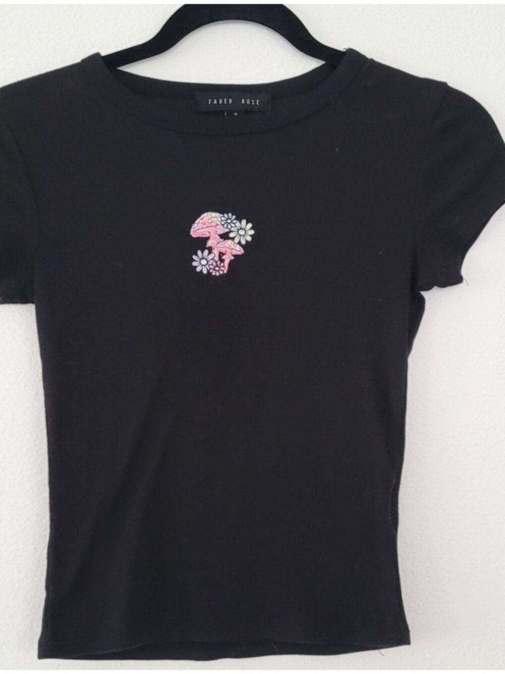 Black Baby Doll ribbed Tee Size Small